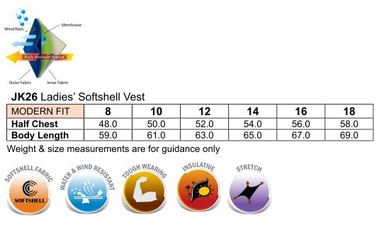 JK26 Ladies' Softshell Hi-Tech Vest