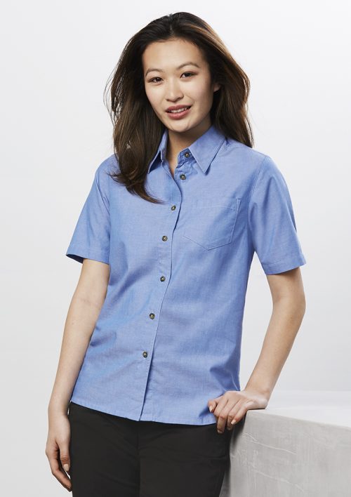 Ladies Wrinkle Free Chambray Short Sleeve Shirt – LB6200
