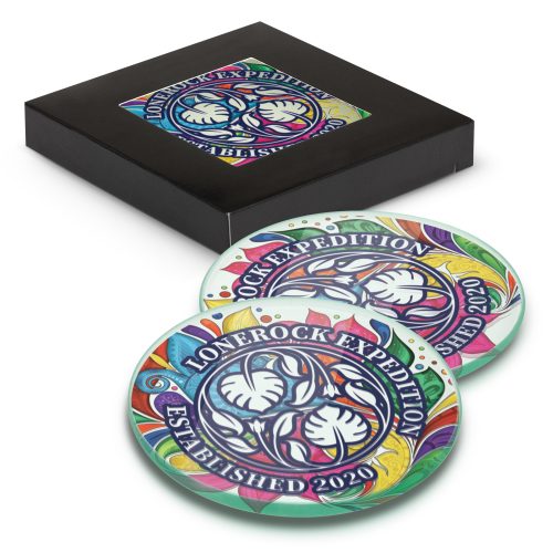 Venice Glass Coaster Set of 2 Round – Full Colour – 120165