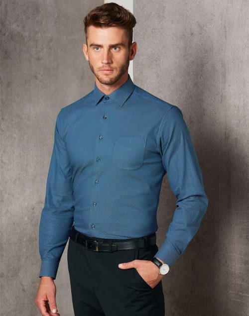 MENS ASCOT LONG SLEEVE DOT JACQUARD STRETCH SHIRT – M7400L