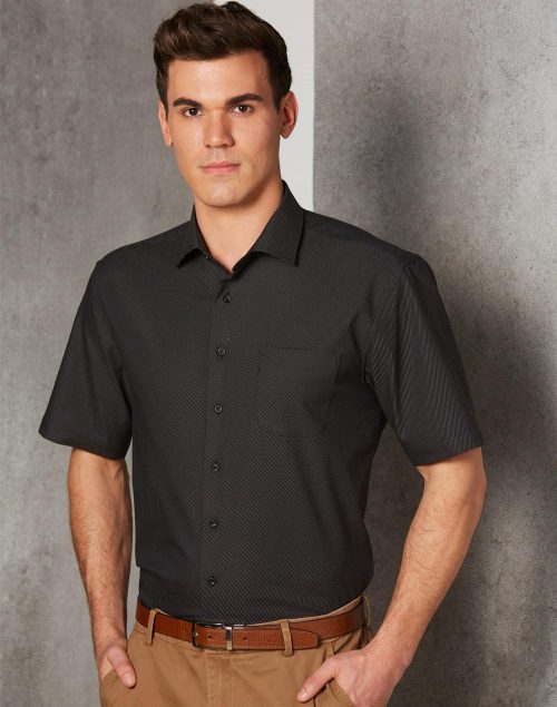 MENS ASCOT SHORT SLEEVE DOT JACQUARD STRETCH SHIRT – M7400S