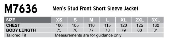 Men's Stud Front Short Sleeve Jacket - M7636