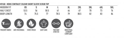 MENS V-NECK CONTRAST TRIM SCRUB TOP - M7650