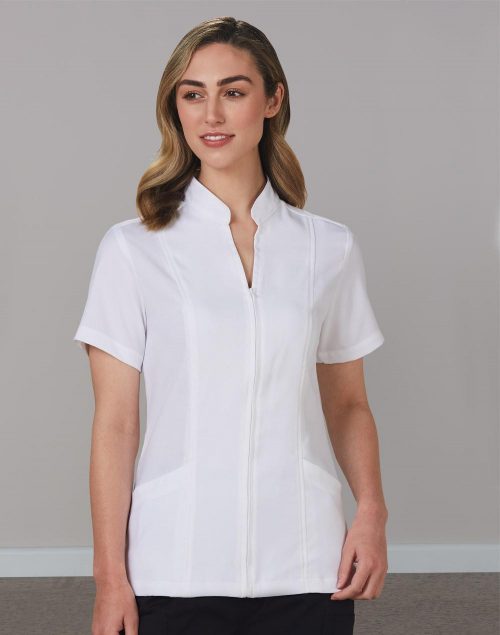 Women’s Full Zip Front Short Sleeve Tunic – M8636S